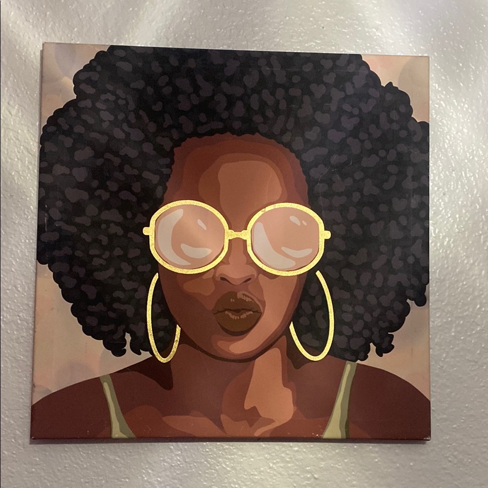 Gold-Accent Afro Portrait Wall Art Print - Black & Gold